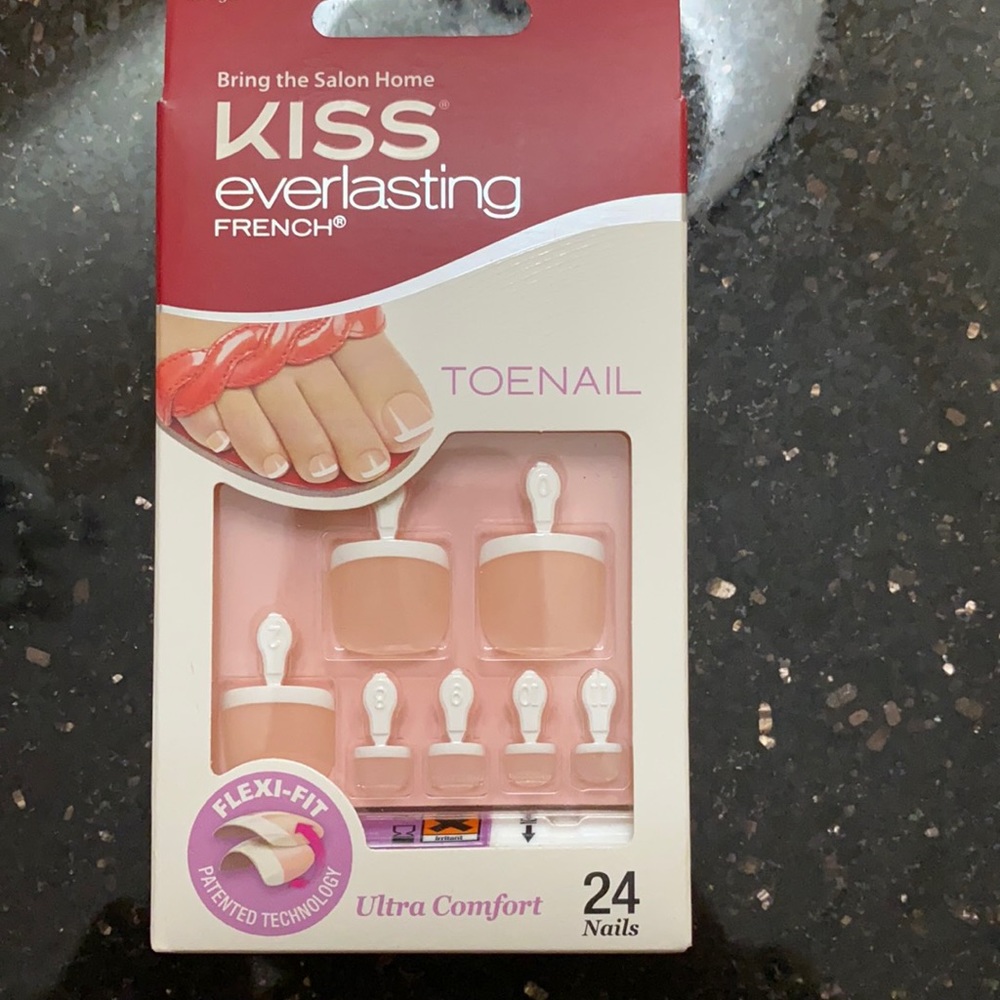 KISS Brand Faux French Toenail set with Glue